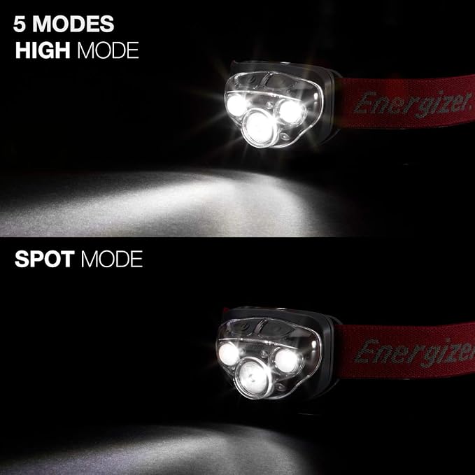 Energizer Vision HD+ LED Headlamp, Water Resistant Bright Headlamp with Digital Focus, Camping Gear and Emergency Light, Batteries Included, Pack of 1