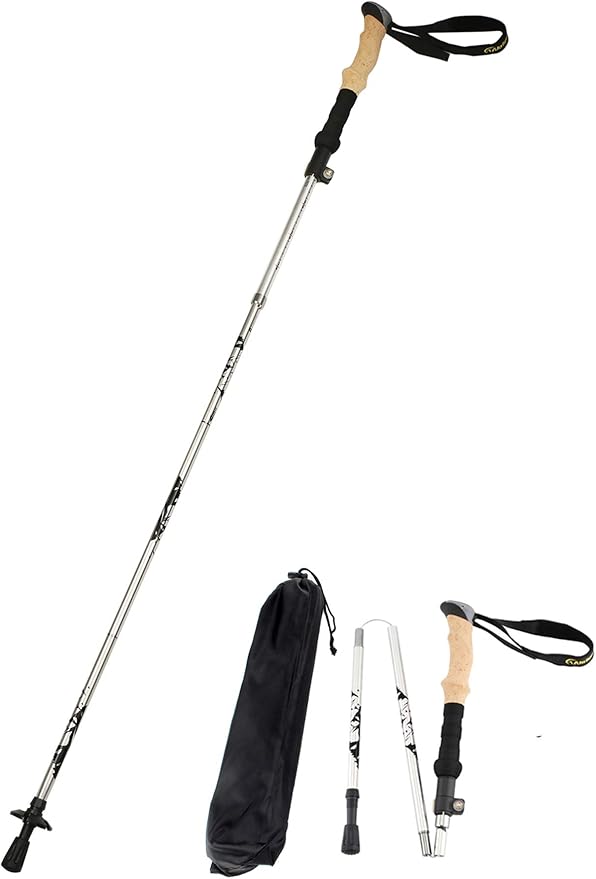 Aluminum Collapsible Ultralight Travel Trekking Hiking Pole for Men and Women (Fits 5'3" - 6'2")