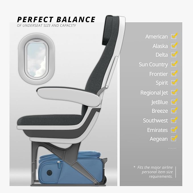 Verage Carry On Underseat Luggage with 2 Wheels & USB Port, 16 Inch Coast Blue Wheeled Spinner Bag Carry-on Luggages for Airlines, Lightweight Suitcase Men Women, Pilots and Crew