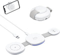 Wireless Charger iPhone Charging Station - 3-in-1 Magnetic MagSafe Charger Multiple Devices for Apple, 15W Fast Charging Foldable Travel Charging Pad for iPhone 17/16/15/14/13/12, AirPods, Watch White