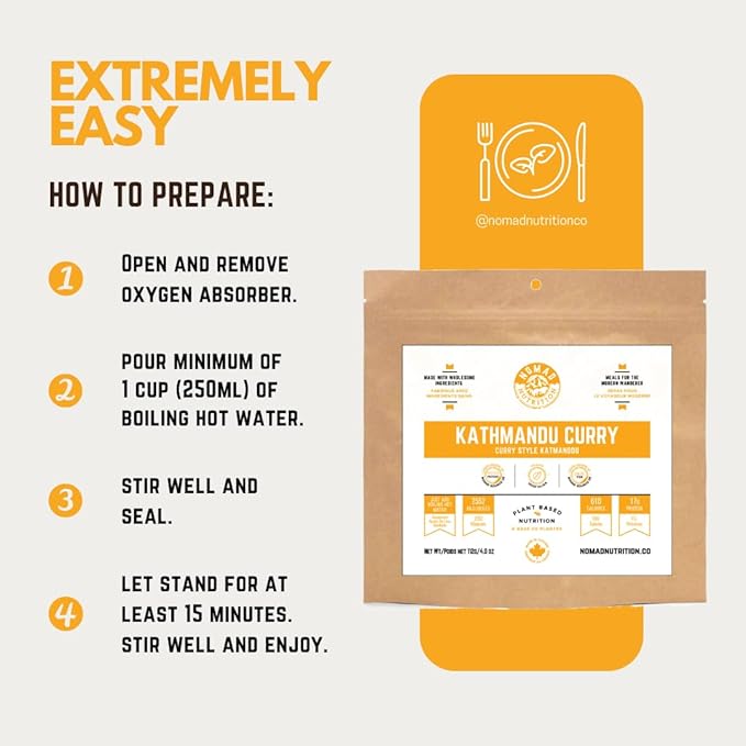 Nomad Nutrition Kathmandu Curry | Instant Freeze Dried Backpacking & Camping Food | Plant-Based, Non-GMO Hiking Meals with High-Energy, Vegan, Gluten-Free | 112g - 1 Pack