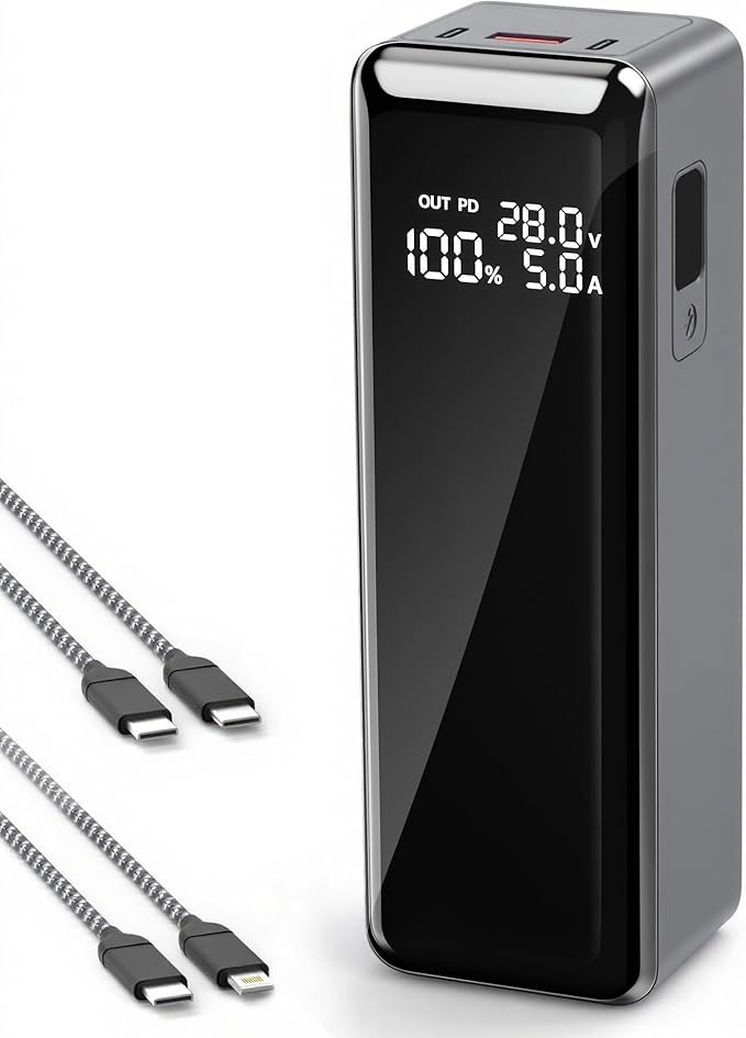 140W Power Bank,40,000mAh 3 USB-C-Port Laptop Portable Charger(148Wh), Digital Display,PD3.1 Fast Charging External Battery Pack Compatible with PC/iPhone 16/15/14/14 Series and More