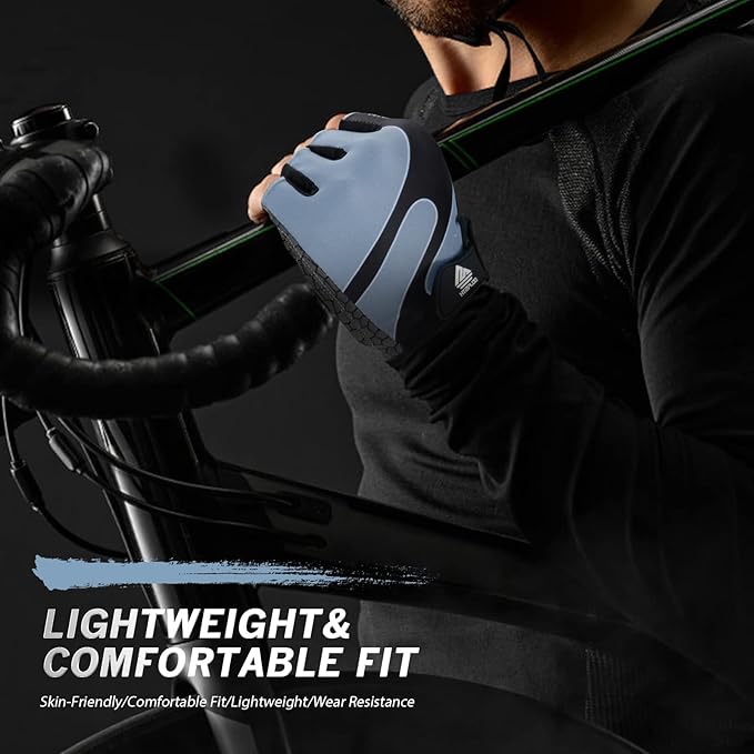 Bike Gloves for Men Women with Anti-Slip Shock-Absorbing Pad, Light Weight Half-Finger Cycling Gloves