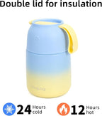 Thermo for Hot Food for Adults Kids | Wide Mouth, 26 oz Insulated Food Jar with Spoon, Leakproof Soup Thermo for School Office Travel, Thermal Steel Lunch Container Easy to Carry (Light Blue)