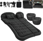 ISWEES Car Bed SUV Air Mattress, Car Air Mattress with Home Power Adapter, Electric Pump, 2 Inflatable Pillows and 2 Footrests for Back Seat, Side Seat,Trunk Sleeping, Thickened Camping Bed - Black