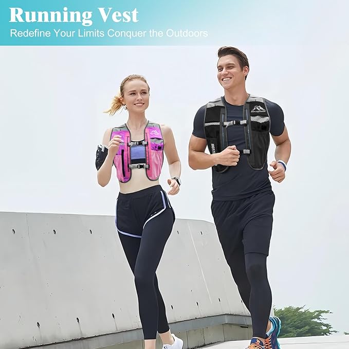 Hydration Vest Pack Backpack, Running Vest for Women Men Adjustable Chest Straps Running Hydration Vest for Trail Hiking