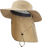 Home Prefer UPF 50+ Sun Hats for Men Women Wide Brim Fishing Hat with Neck Flap Summer Safari UV Protection Bucket Hat
