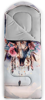 AILONEN Pink Lovely Rabbit Sleeping Bag for Girls Kids Adults,Warm and Cool Weather,Lightweight,Waterproof Backpacking,Cartoon Flowers Printed Bunny Sleeping Bag for Camping