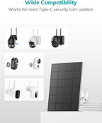 ZUMIMALL 3W Solar Panel for Security Camera Wireless Outdoor, IP66 Waterproof Solar Panel with 10ft Type C Cable, Suitable for All Security Camera (Type C Port)