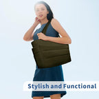 TOPDesign Puffer Tote Bag for Women, Lightweight Puffy Handbag with Compartments, Quilted Shoulder Bag for Work, Travel, Gym