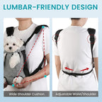 Dog Backpack Carrier, Front Pocket for Essentials, Pet Sling Front Backpacks for Small Medium Dogs 7-11 Lbs, Legs Out, Adjustable Wearable Puppy Chest Travel Bag, Easy-Fit for Hiking/Walking/Camping