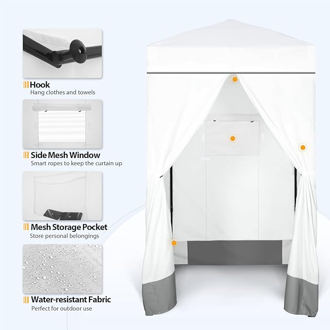 EAGLE PEAK Flex Ultra Compact 4x4 Pop-up Canopy, Sun Shelter, Changing Room, Portable Privacy Canopy Cabana for Pool, Fashion Photoshoots, or Camping, White