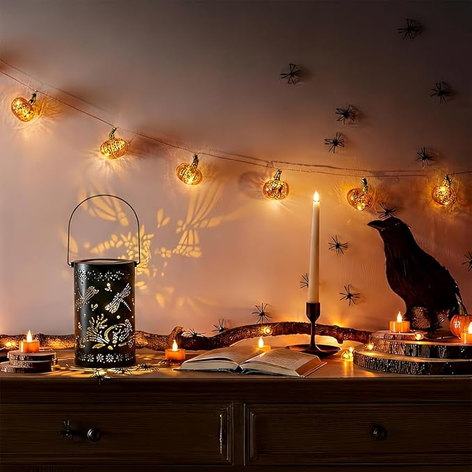 2 Pack Dragonfly Hanging Solar Lanterns Outdoor Waterproof,Black Metal Hollowed-Out Decorative Lanterns Solar Lights for Outside Yard Porch Tabletop Stairs Garden Decor