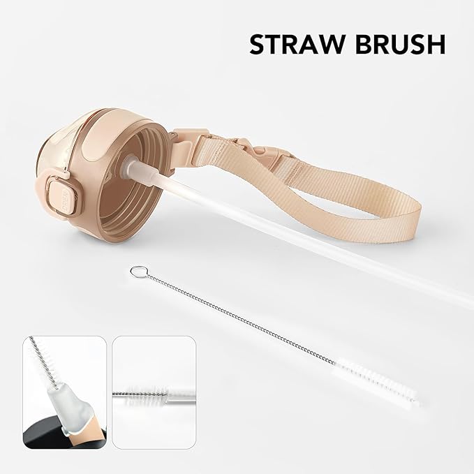 Enerbone 32 oz Insulated Water Bottle, Stainless Steel Bottle with Carrying Strap, Double-Wall Vacuum Insulation Design, Leakproof Sports Bottle with Straw, Keep Drinks Cold or Hot for Hours