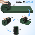 CYMULA Memory Foam Camping Mattress Pad,3inch Sleeping Pad for Camping,Non-Slip Bottom Floor Cot Car Mattress Bed with Retaining Portable Roll up Mattress Pad Mat for Travel Truck Guest Bed Tent