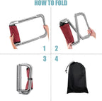 Folding Camping Stool, 16 Inch Tall Portable Folding Stool Aluminum Alloy Lightweight Stool Seat Red Foldable Stool with Carry Bag for Fishing Outdoor Camping Hiking and BBQ (Red)