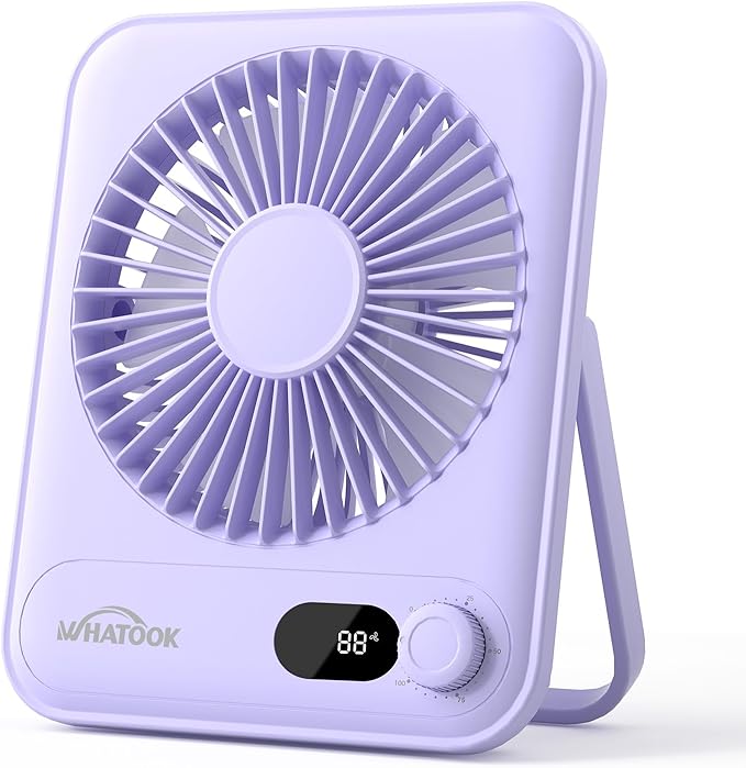 Small Desk Fan Personal Fans: 5000mah 25 Hours Battery Office Quiet Mini Desktop Fan Portable Rechargeable Travel Essentials (Purple, 5000)