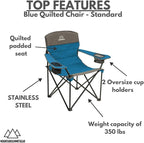 Quilted Standard Camping Chair with Padded Seat and Back for Camping/Hiking/Backpacking Made by Caddis Sports (Standard Chair (Blue))