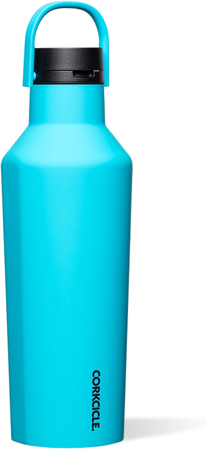 Corkcicle Sport Canteen - Keeps Drinks Cold 25 Hours - Stainless Steel Water Bottle - Triple-Insulated - Spill-Proof - Summer Drinkware Gift - Keeps Drinks Ice Cold - 32 oz - Capri Blue
