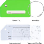 10 Pack Silicone Luggage Tag for Suitcases with Stainless Loop, TSA Approved, Privacy Protection Travel Essentials Bag Tags by Gostwo, Green