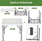 BestOffice Outdoor 34" Folding Card Table Plastic Table Portable Square Height Dining Table Perfect for Picnics,Parties,Party and Camping, White