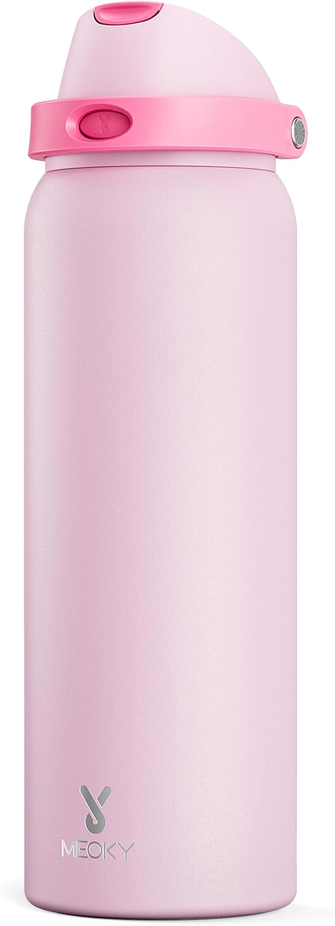 40 oz Insulated Water Bottle for Sports: Meoky Stainless Steel Water Bottle with 2-in-1 Straw and Spout Lid - Leak Proof, Cold for 24 Hours, Protective Silicone Base, BPA-Free for Women Gym, Blush