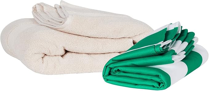 Dock & Bay Beach Towel - Quick Dry, Sand Free - Compact, Lightweight - 100% Recycled - Includes Bag - Cabana - Cancun Green - Extra Large (200x90cm, 78x35)