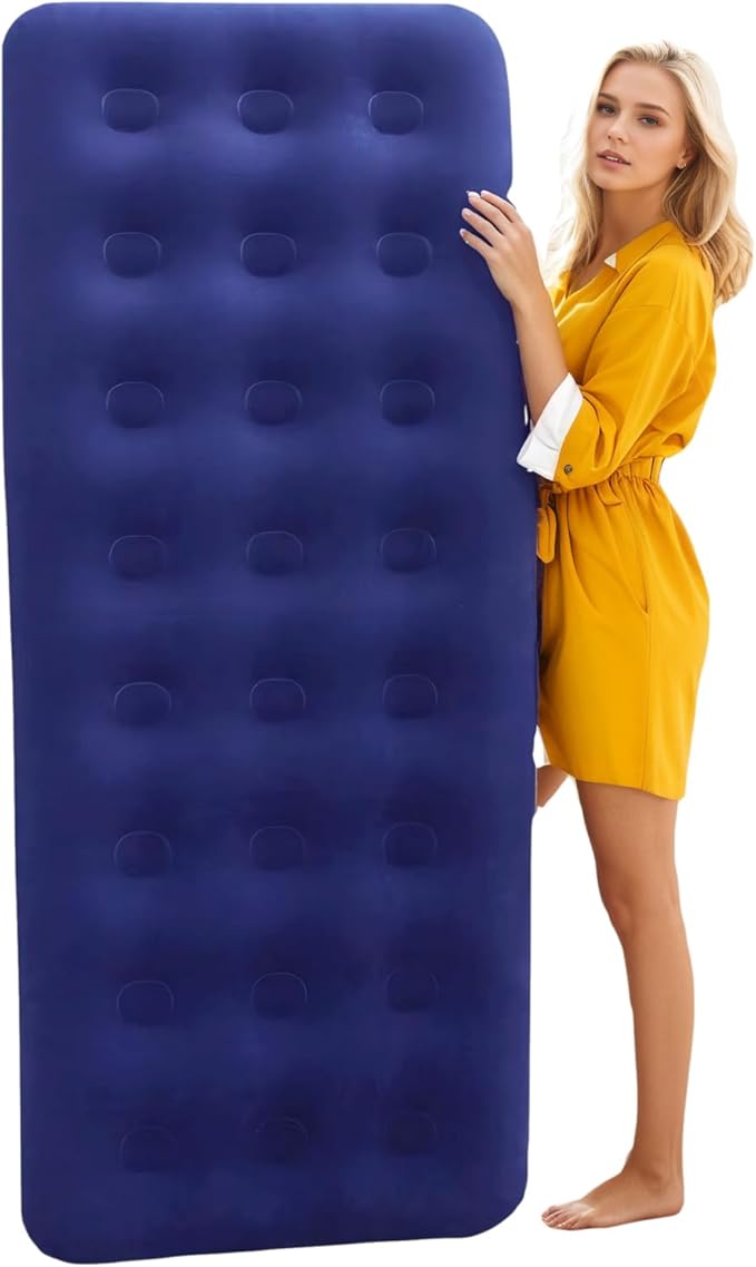 Foldable Inflatable air Mattress, Suitable for Indoor and Outdoor air Mattress, Thickened Waterproof, can be Used for Camping Tents (excluding Inflation Tools (Blue, Single) (Blue, Single)