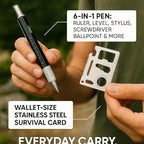 12-in-1 Tool Pen & Stainless Steel EDC Wallet Card Tool Gift Set | Multitool Duo Everyday Carry Survival Gadget for Men & Women (2-pack)