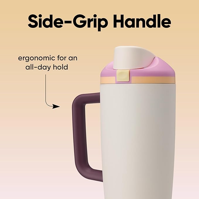 Owala FreeSip Tumbler Insulated Stainless Steel Water Bottle with Built-in Straw and Side Handle, For Travel, Work, School, and Sports, 40oz, BPA Free, Leak Proof, Deaybreak