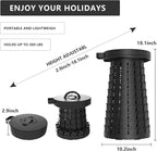 Upgraded Collapsible Stool with Max Load Capacity 330lbs Portable Telescoping & Folding Design Retractable Seat for Camping, Gardening, Fishing & Outdoor Adventures (Black)