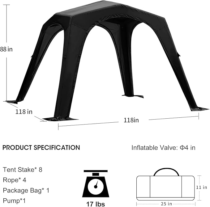 4-6 Person Inflatable Camping Tent Tarp Sun Shelter Blow Up Tent Easy Setup Waterproof Portable Air Canopy House Gazebos for Camping Backpacking Hiking Picnics Fishing