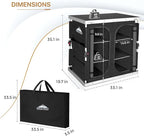 EAGLE PEAK Double Outdoor Folding Camping Table with Large 3-Tier Storage Organizer and Side Pockets, Easy Set Up Portable Aluminum Camping Kitchen, Black