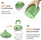 20oz Insulated Vacuum Food Jar with Buckle Lid,Soup Thermo for Hot Food Kids,Wide Mouth Leakproof Stainless Steel Lunch Container with Spoon-Green