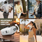 CAZOKASI Personal Waist Clip Fan Rechargeable Wearable Hand Free Wearable Cooler Fan for Traveling Working Outdoor Office (5000mAh / White)