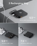 VRURC 20000mAh Portable Charger with Built-in Cables, Travel Essentials, 22.5W Fast Charging Power Bank for iPhone, Phone Battery Pack for iPhone 16 15 14 13 12 11 x Samsung Galaxy Series(1 Pack)