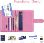 Passport Holder Cover Initail Letter A-Z Travel Wallet Embossed Design RFID Blocking Card Holder Personalized Gift Passport Cover Wallet, Passport Book Holders for Women and Girls, Pink-T