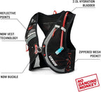 USWE Rush 8L Bike Hydration Vest, Adjustable Chest Straps Running Hydration Vest, 2.0L Hydration Bladder, Mountain Biking, Gravel & Cycling with Reflective Details, Men & Women