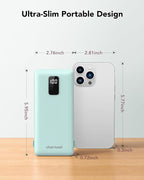 charmast Portable Charger with Built-in Cables and Plug, 10000mAh USB C Power Bank Fast Charging, External Battery Pack Slim, Travel Essentials Compatible with iPhones, Samsung Galaxy, iPad