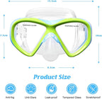 Kids Swim Goggles Snorkel Diving Mask for Boys Girls Ages 5-15, Two-Color Anti-Fog Swimming Goggles with Nose Cover