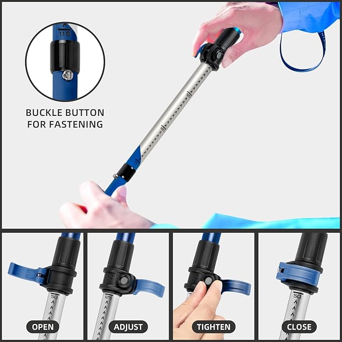 Trekking Poles, Collapsible Hiking Poles,Lightweight and Compact Walking Sticks with Adjustable Height for Men and Women