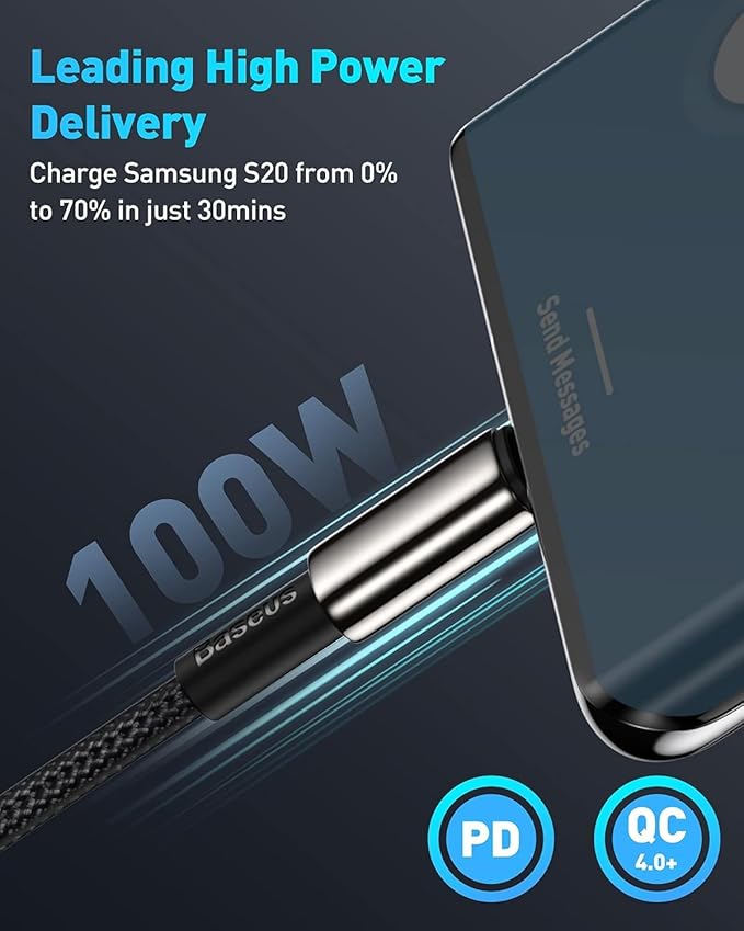 Baseus 100W PD 5A QC 4.0 Fast Charging USB C to C Cable, Bundle with 20000mAh Compact Portable Charger 45W, CCC Certified Power Bank Built-in USB-C Cables