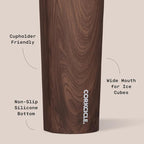 Corkcicle Sport Canteen - Keeps Drinks Cold 25 Hours - Stainless Steel Water Bottle - Triple-Insulated - Spill-Proof - Summer Drinkware Gift - Keeps Drinks Ice Cold - 20 oz - Walnut Wood