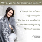 Thick Alpaca Wool Blanket Heavyweight Camping Outdoors Indoors Soft Peru Queen Size Ethnic Design (Dark Gray - Soft Gray, Queen Size)
