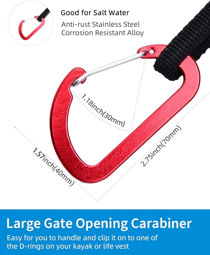 OCEANBROAD Kayak Paddle Leash Stretchable Strap Lanyard Rope for SUP Kayaking Boating Canoeing Fishing Pole Rod 4-7 Feet