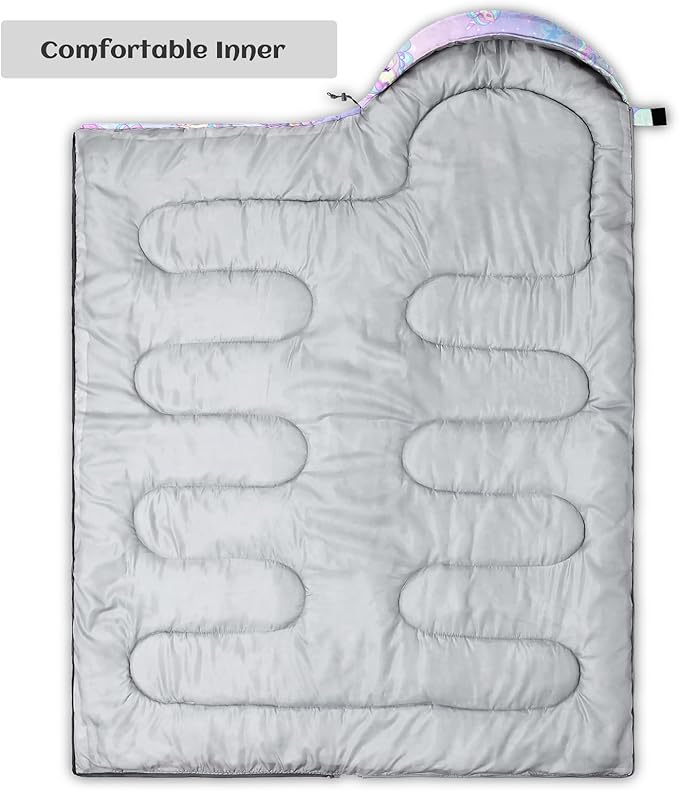 Sleeping Bags for Adults Youth Kids,3D Printing Camping Sleeping Bag for Girls Boys Lightweight Waterproof Cold/Warm Weather Sleeping Bag for 3 Seasons