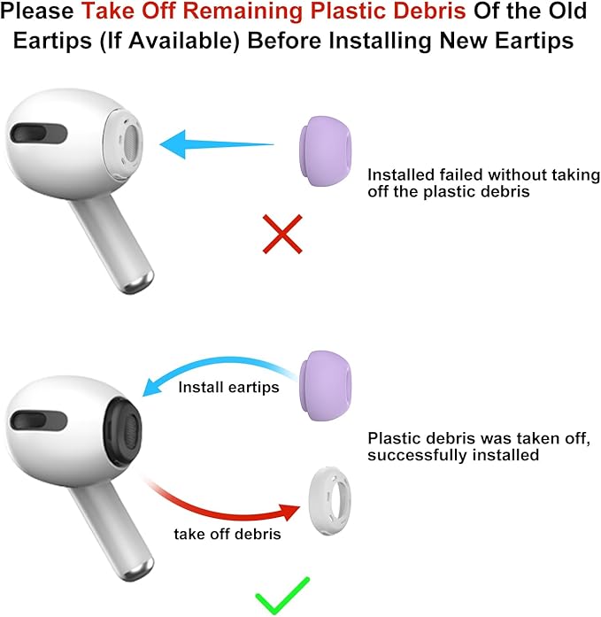 3 Pairs Replacement Ear Tips for AirPods Pro 1st & 2nd Generation with Noise Reduction Hole, Silicone Ear Tips for AirPods Pro with Portable Storage Box and Fits in Charging Case (Medium, Lavender)