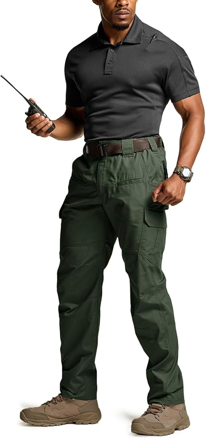 CQR Men's Tactical Pants, Water Resistant Ripstop Cargo Pants, Lightweight EDC Work Hiking Pants, Outdoor Apparel