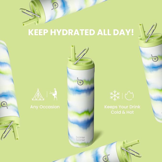 BOTTLE BOTTLE Insulated Water Bottle 24oz with Straw Lid and Handle for Sports Travel Gym Stainless Steel Water Bottles Double-Wall Vacuum Metal Leak Proof BPA-Free