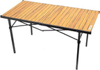 WILDROOTS Folding Camping Wood Grain Brown Table with Carry Bag, Lightweight Aluminum Table for Outdoor, Camping, Picnic, Cooking, Backyards, BBQ (XL)
